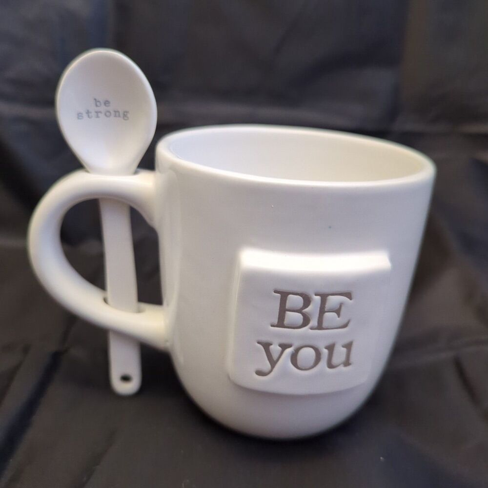 Be You. Motivational Mug With Spoon By Mud Pie